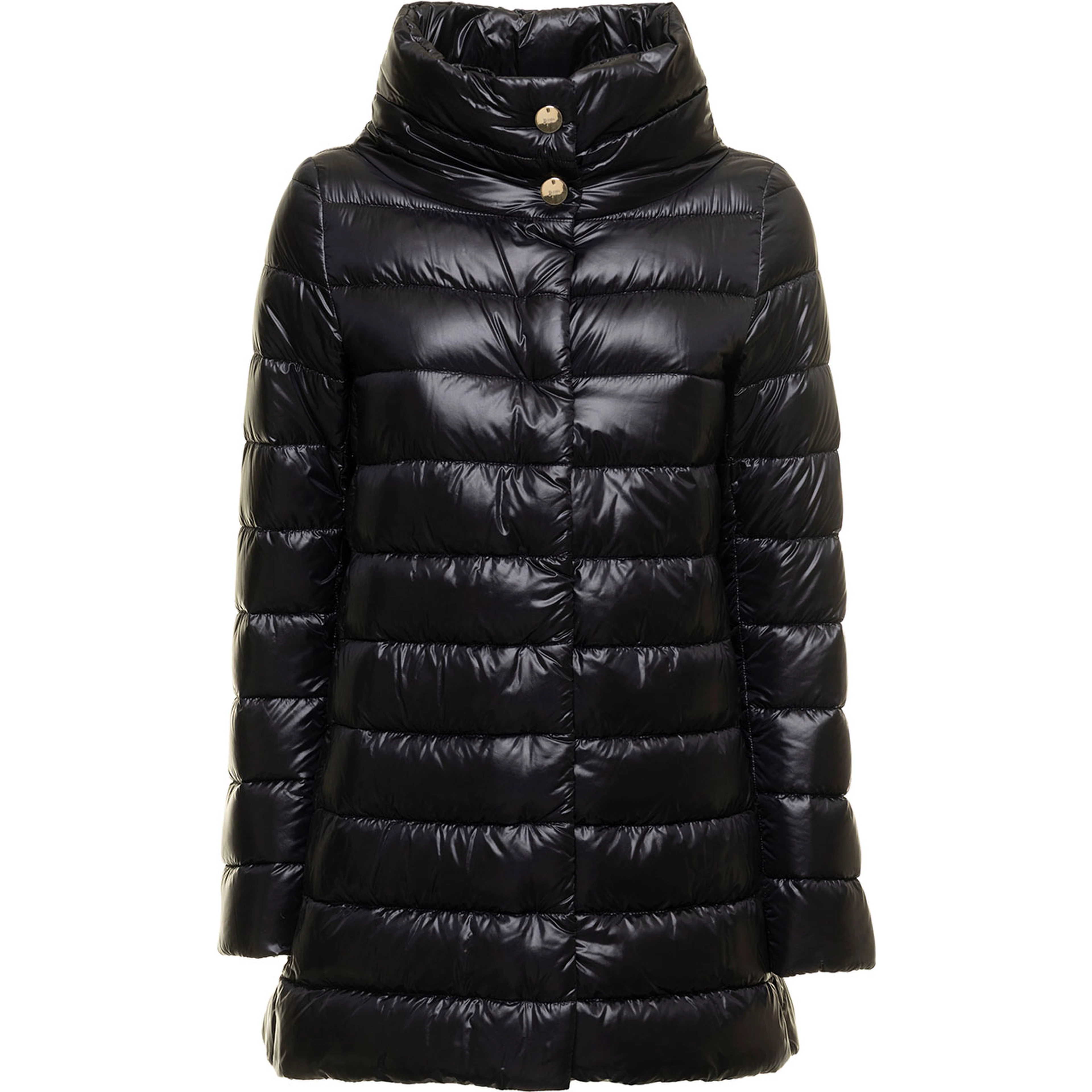 Down jacket Amelia with high collar in black tech fabric women