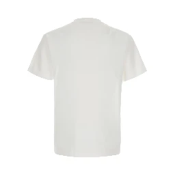 white Crew neck T-shirt with logo patch on the front in cotton for men