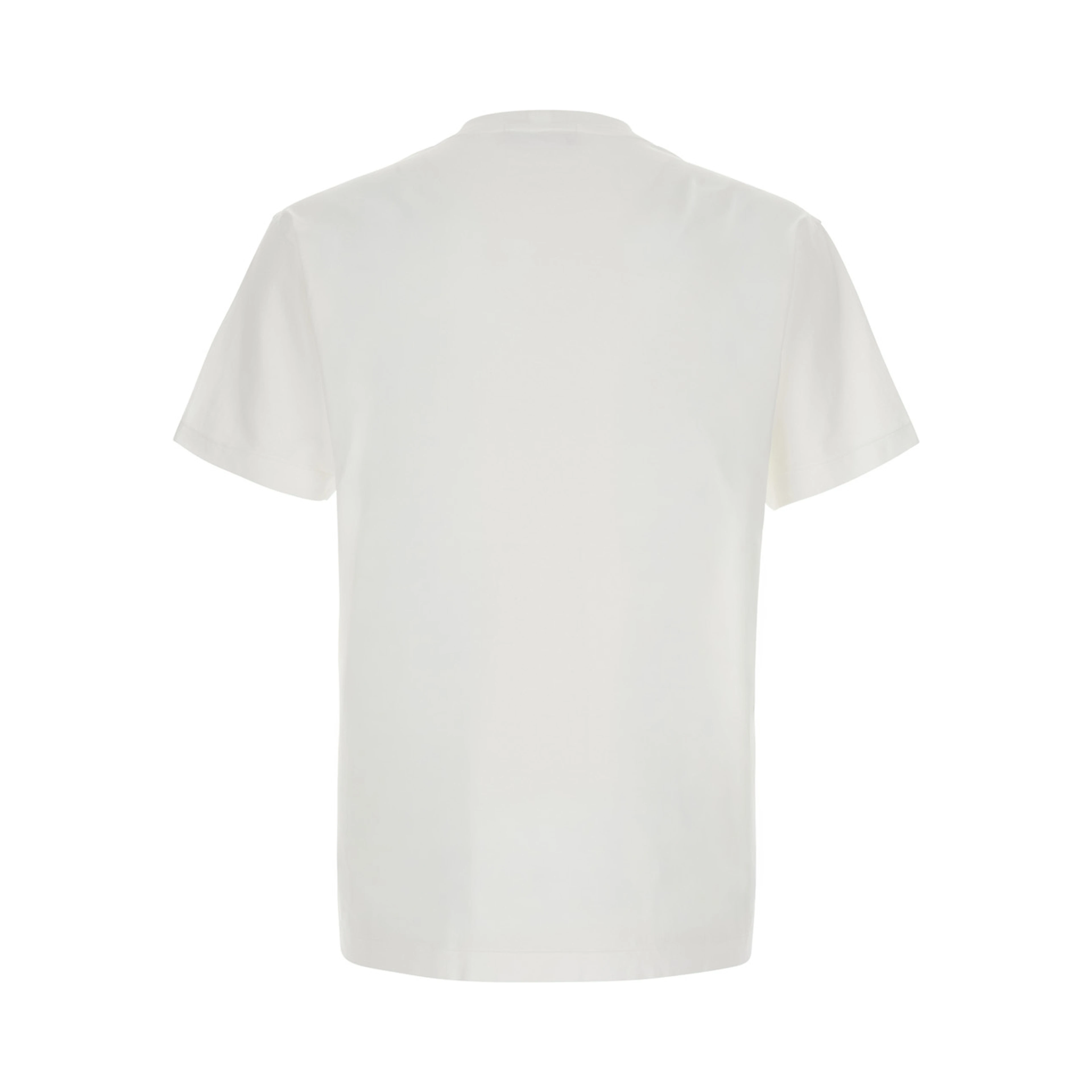 white Crew neck T-shirt with logo patch on the front in cotton for men