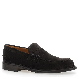 Brown loafers with almond toe in suede for men