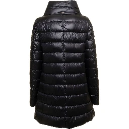 Down jacket Amelia with high collar in black tech fabric women