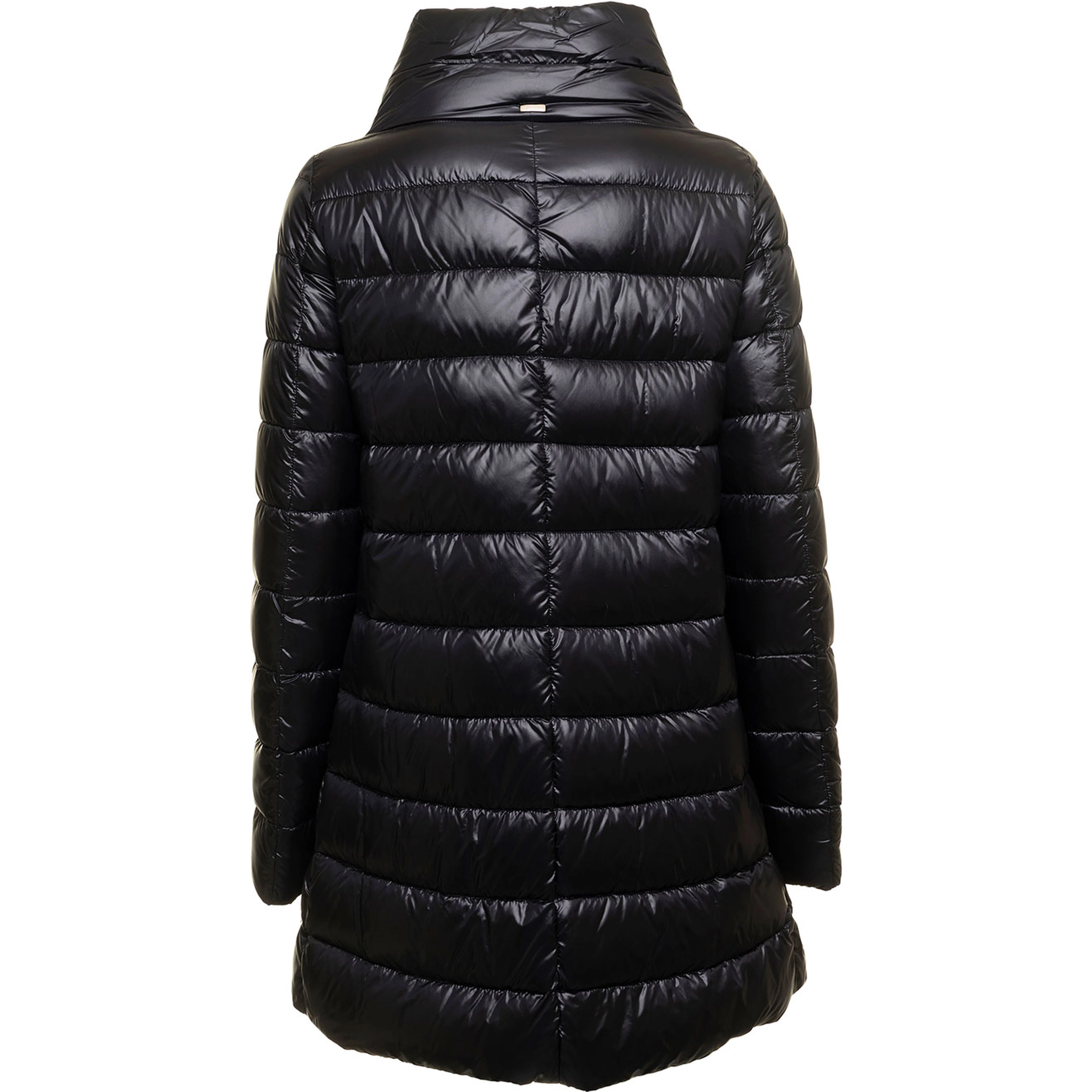 Down jacket Amelia with high collar in black tech fabric women