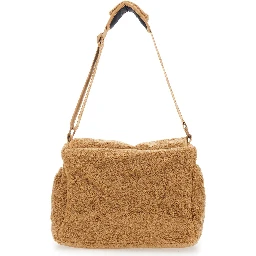 Beige Changing Handbag with Logo Patch on the Front in Fabric Baby