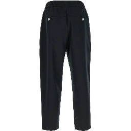 Pants Le Pantalon Cropped with Elastic Waist and Drawstring in Wool Blend Black Men