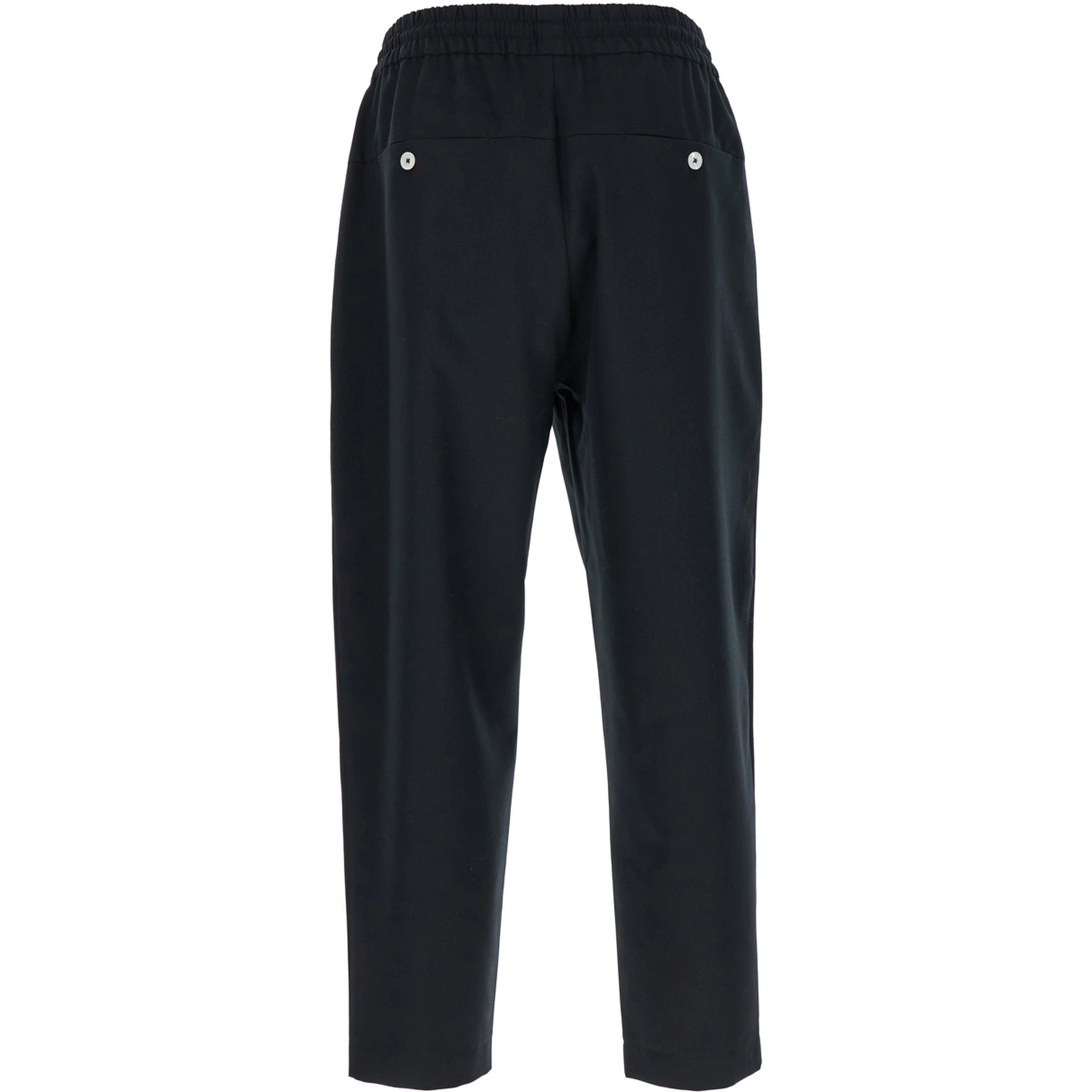 Pants Le Pantalon Cropped with Elastic Waist and Drawstring in Wool Blend Black Men