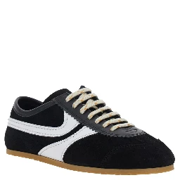 Black Low-top sneakers with contrasting details on the side in leather, women