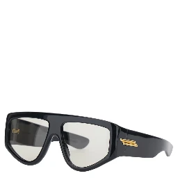 Black Sunglasses with square design and gold color detail on the temples in acetate for women