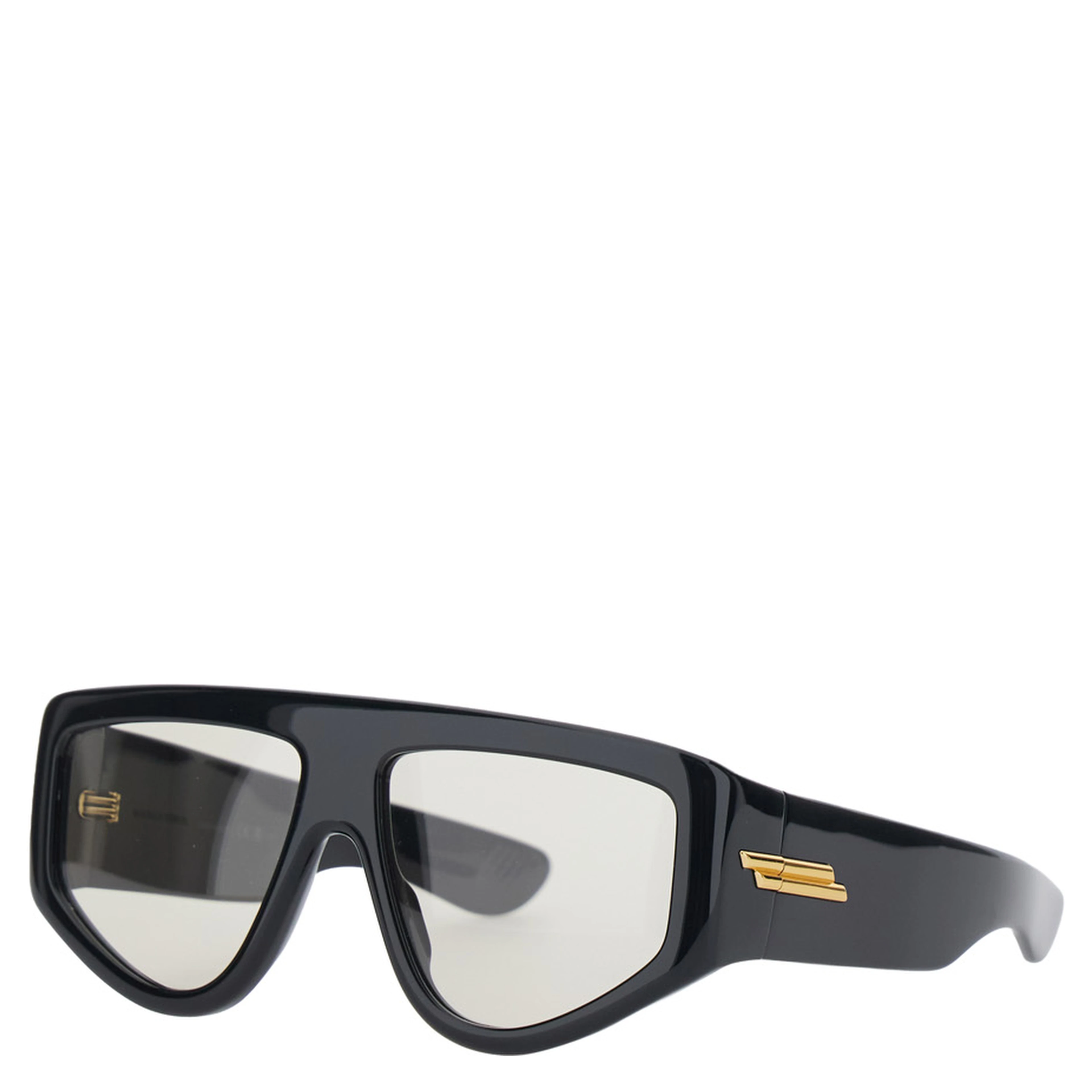 Black Sunglasses with square design and gold color detail on the temples in acetate for women