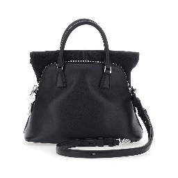 Black Handbag with Adjustable and Removable Shoulder Strap in Leather for Women