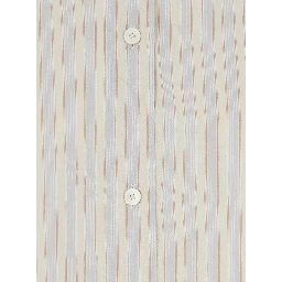 Beige Oversized Shirt with classic collar and all-over stripes in blend viscose women