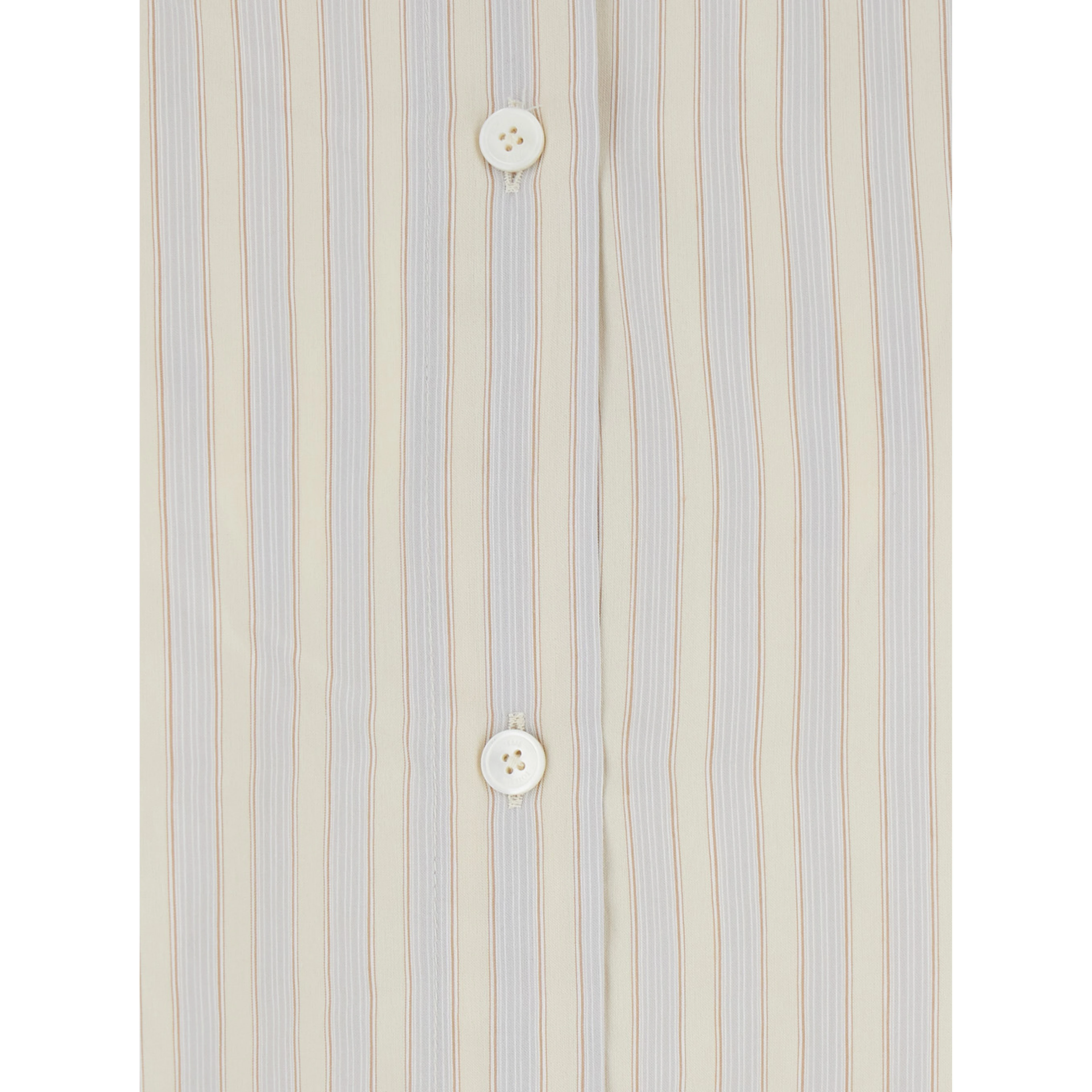Beige Oversized Shirt with classic collar and all-over stripes in blend viscose women