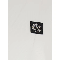 white Crew neck T-shirt with logo patch on the front in cotton for men