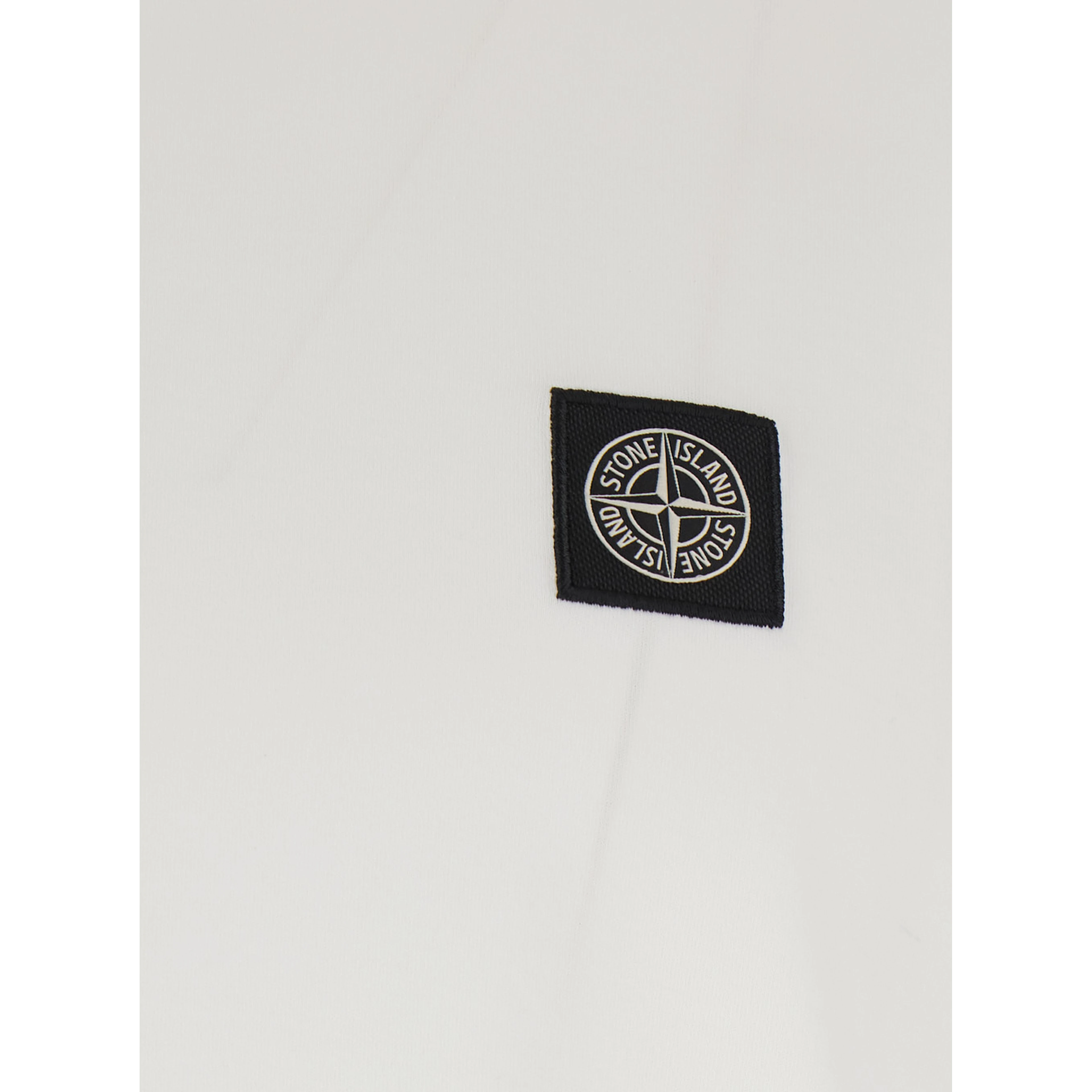 white Crew neck T-shirt with logo patch on the front in cotton for men