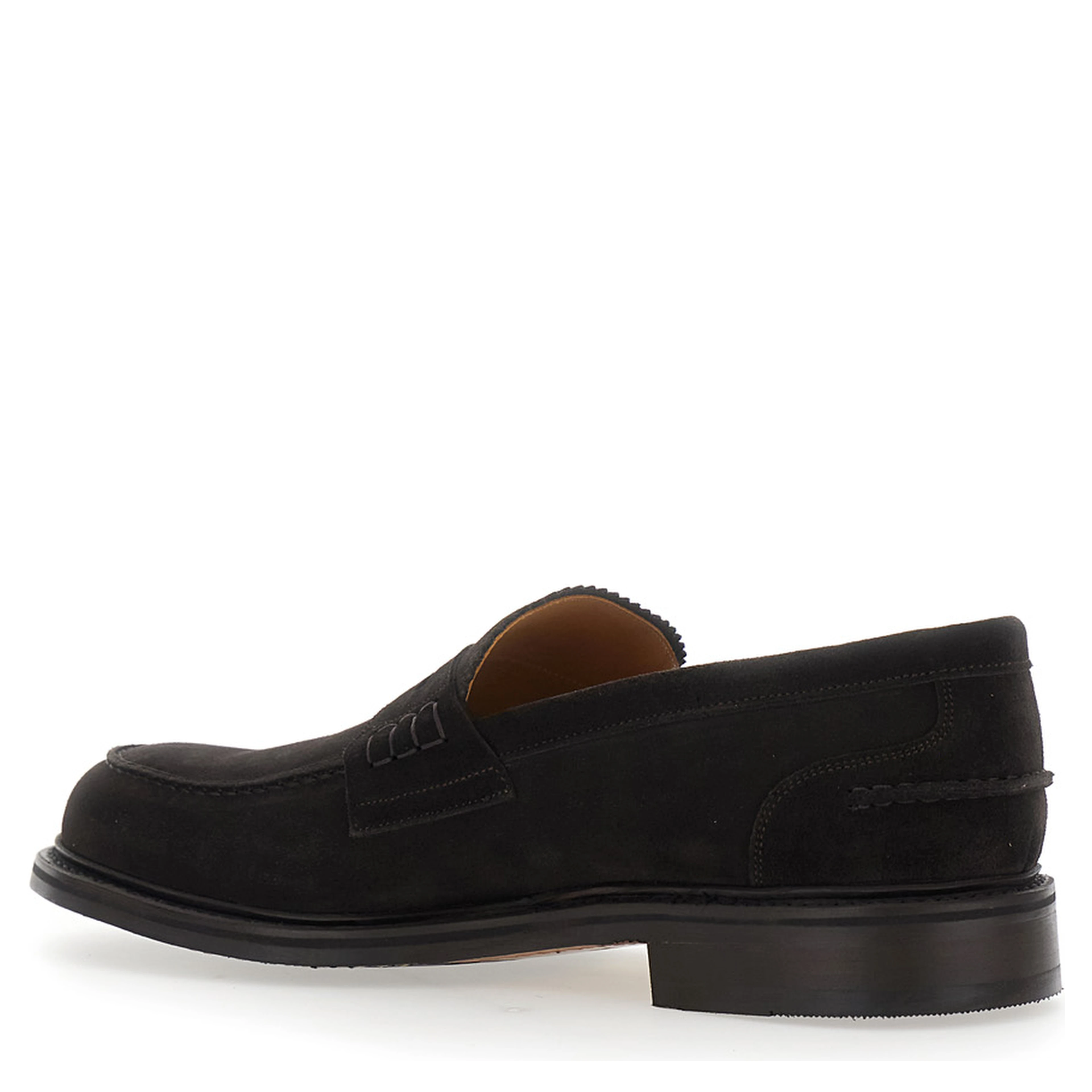 Brown loafers with almond toe in suede for men