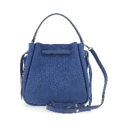 Romy Blue Handbag with Adjustable and Removable Shoulder Strap and Strap with Logo Plate on the Front in Leather for Women