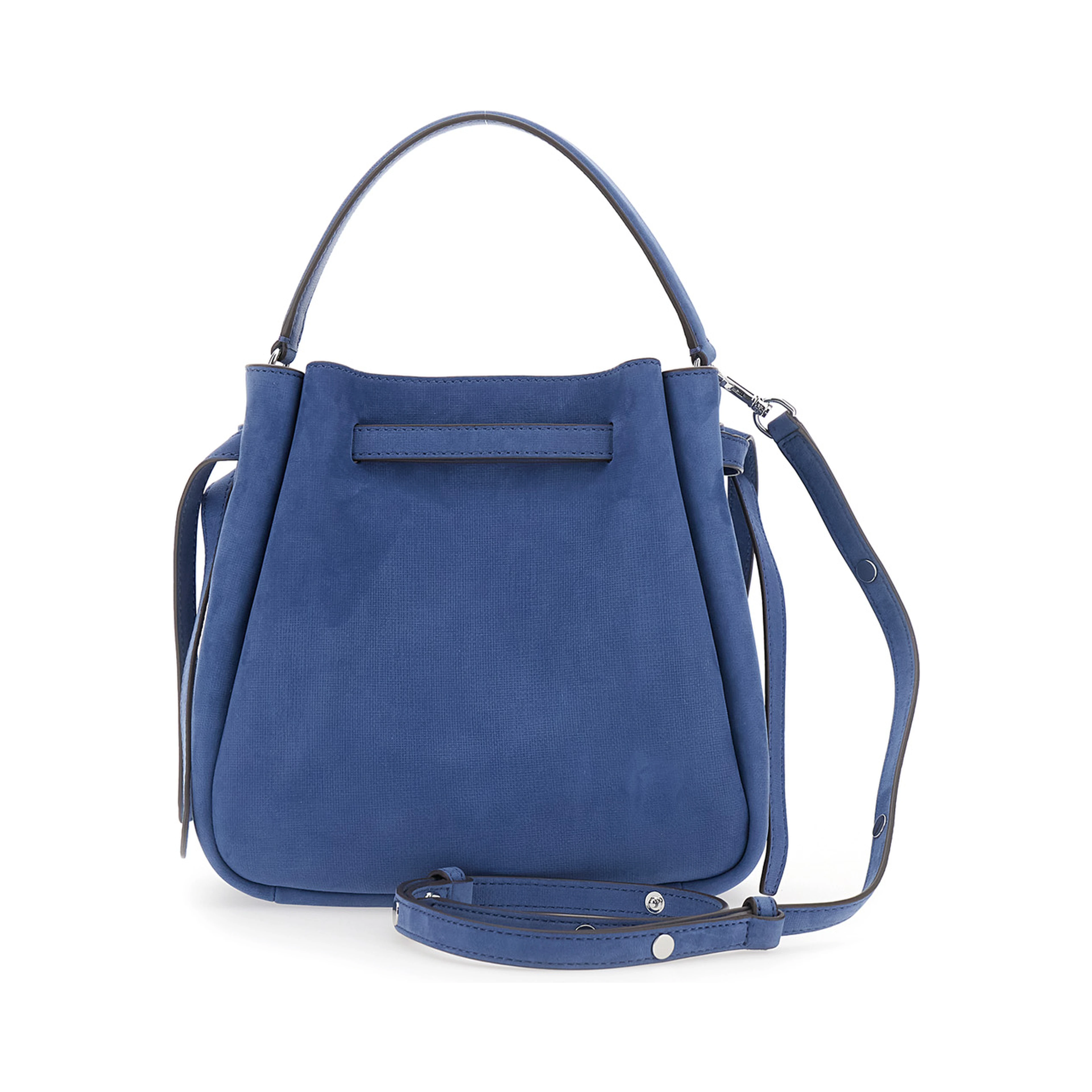 Romy Blue Handbag with Adjustable and Removable Shoulder Strap and Strap with Logo Plate on the Front in Leather for Women