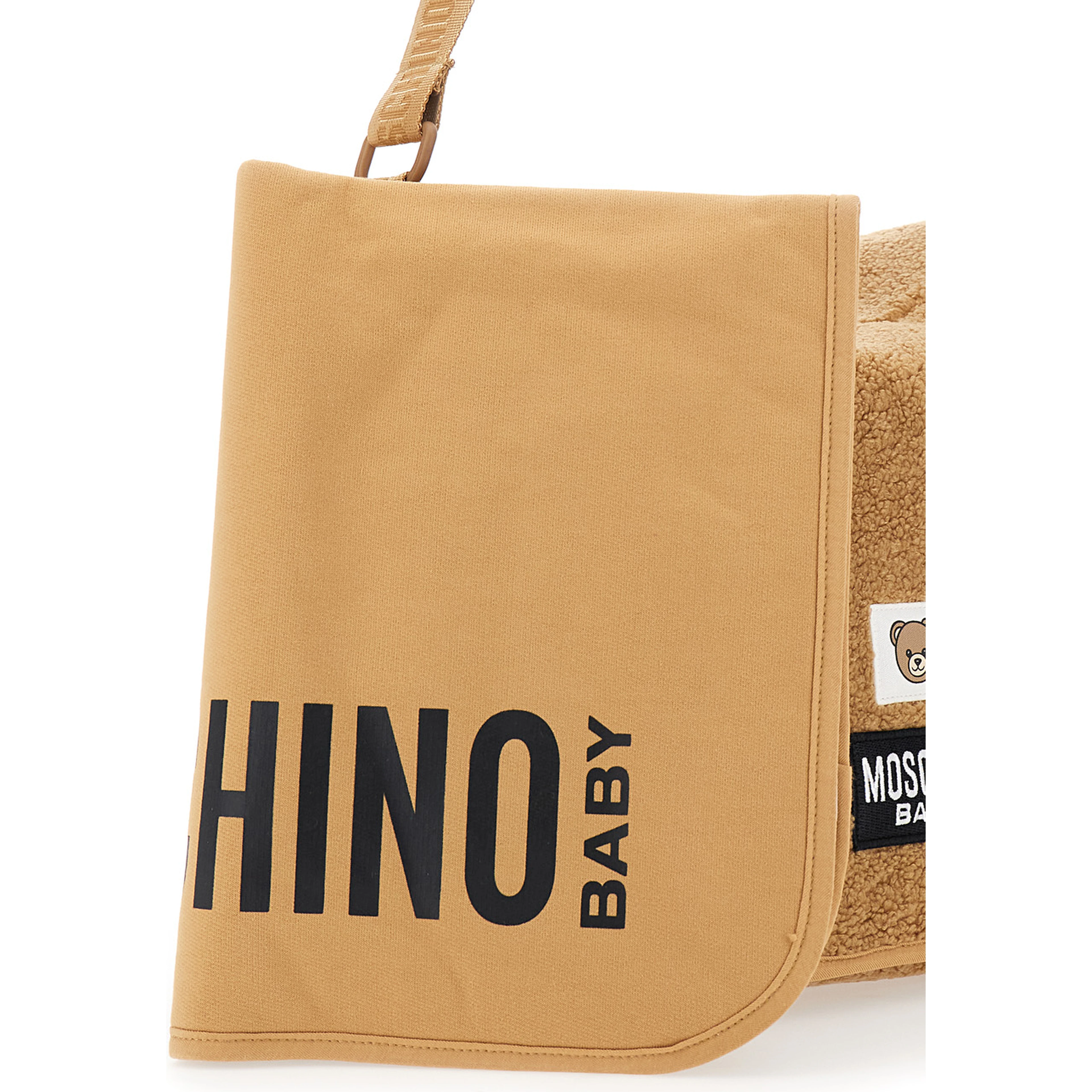 Beige Changing Handbag with Logo Patch on the Front in Fabric Baby