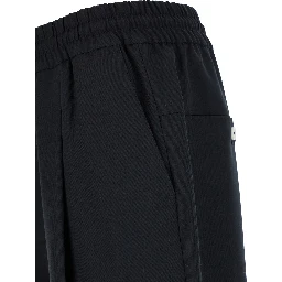 Pants Le Pantalon Cropped with Elastic Waist and Drawstring in Wool Blend Black Men