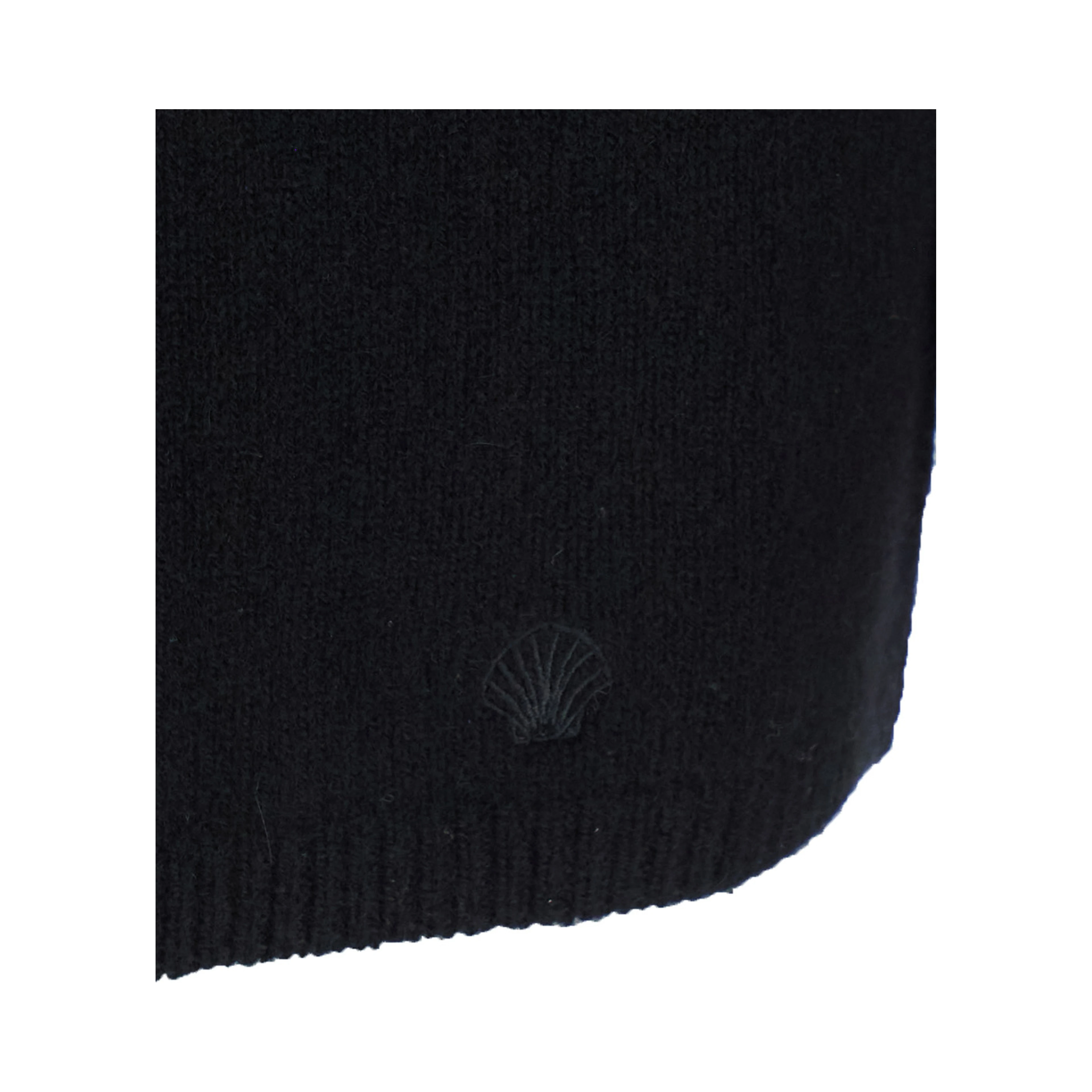 black Sweater with Boat neckline and mini tone-on-tone logo in cashmere for women