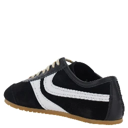 Black Low-top sneakers with contrasting details on the side in leather, women