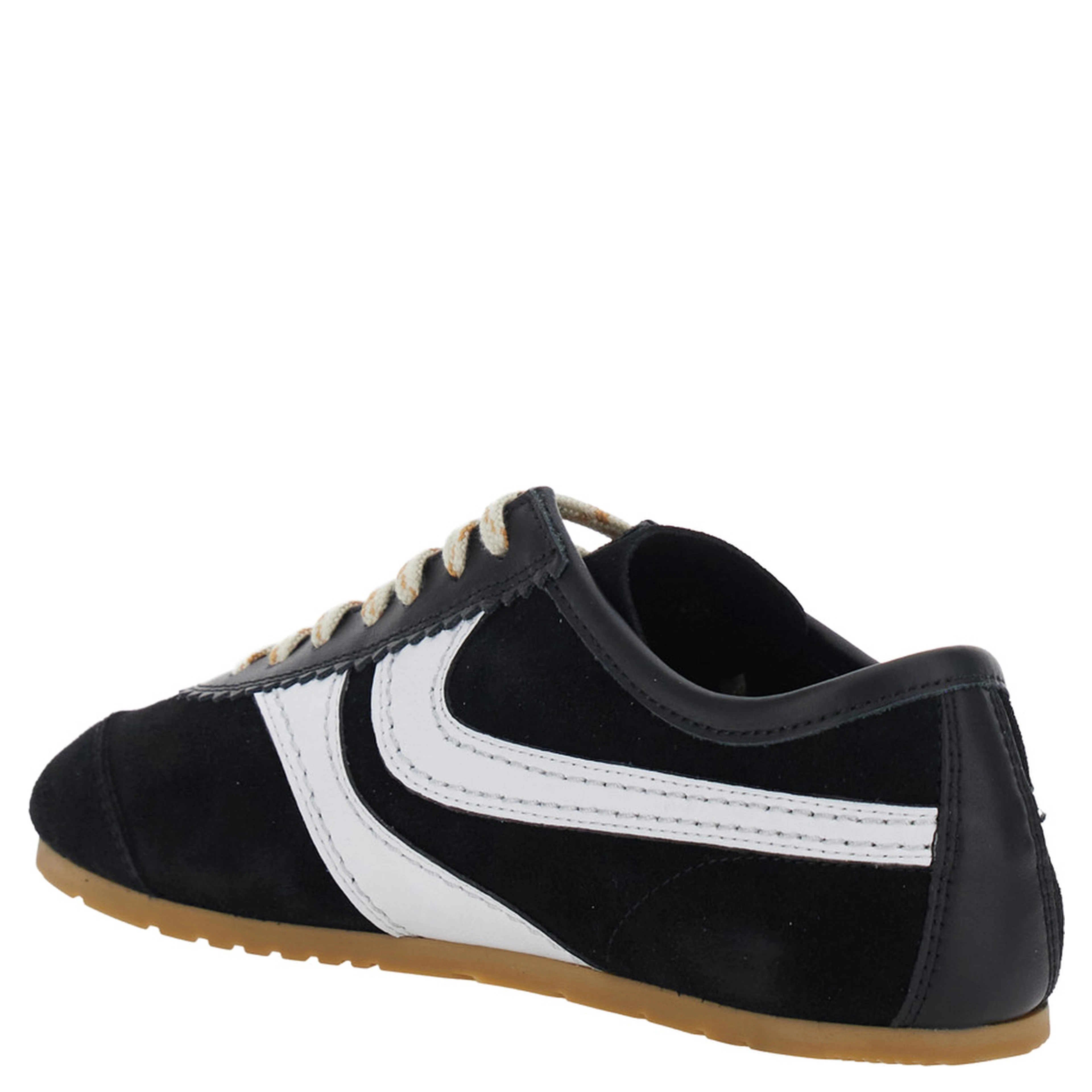 Black Low-top sneakers with contrasting details on the side in leather, women