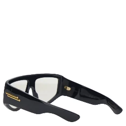Black Sunglasses with square design and gold color detail on the temples in acetate for women