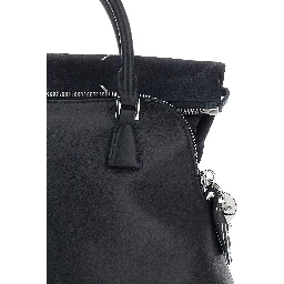 Black Handbag with Adjustable and Removable Shoulder Strap in Leather for Women