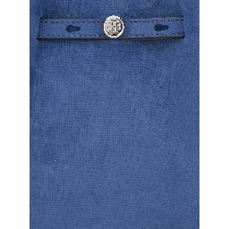 Romy Blue Handbag with Adjustable and Removable Shoulder Strap and Strap with Logo Plate on the Front in Leather for Women