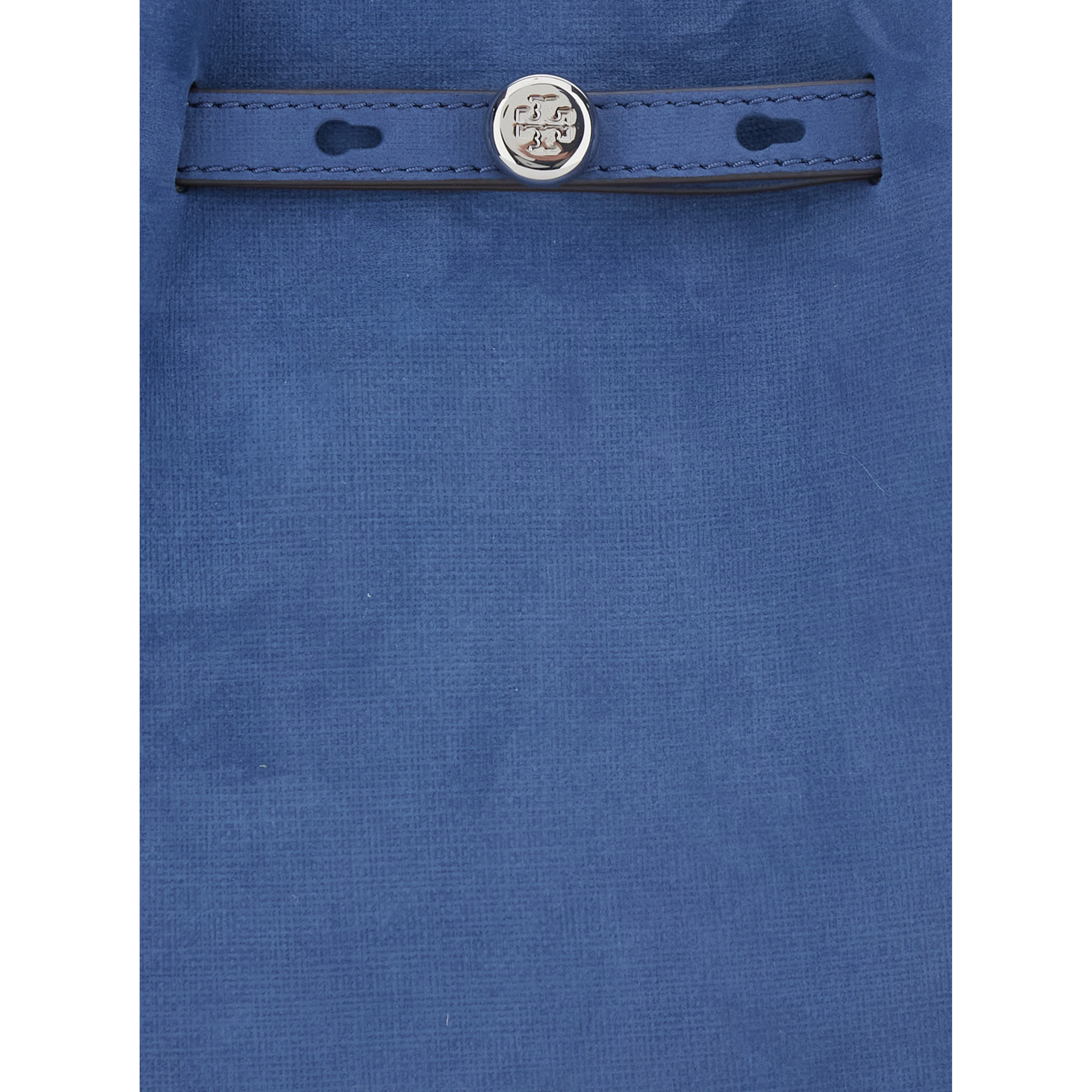 Romy Blue Handbag with Adjustable and Removable Shoulder Strap and Strap with Logo Plate on the Front in Leather for Women