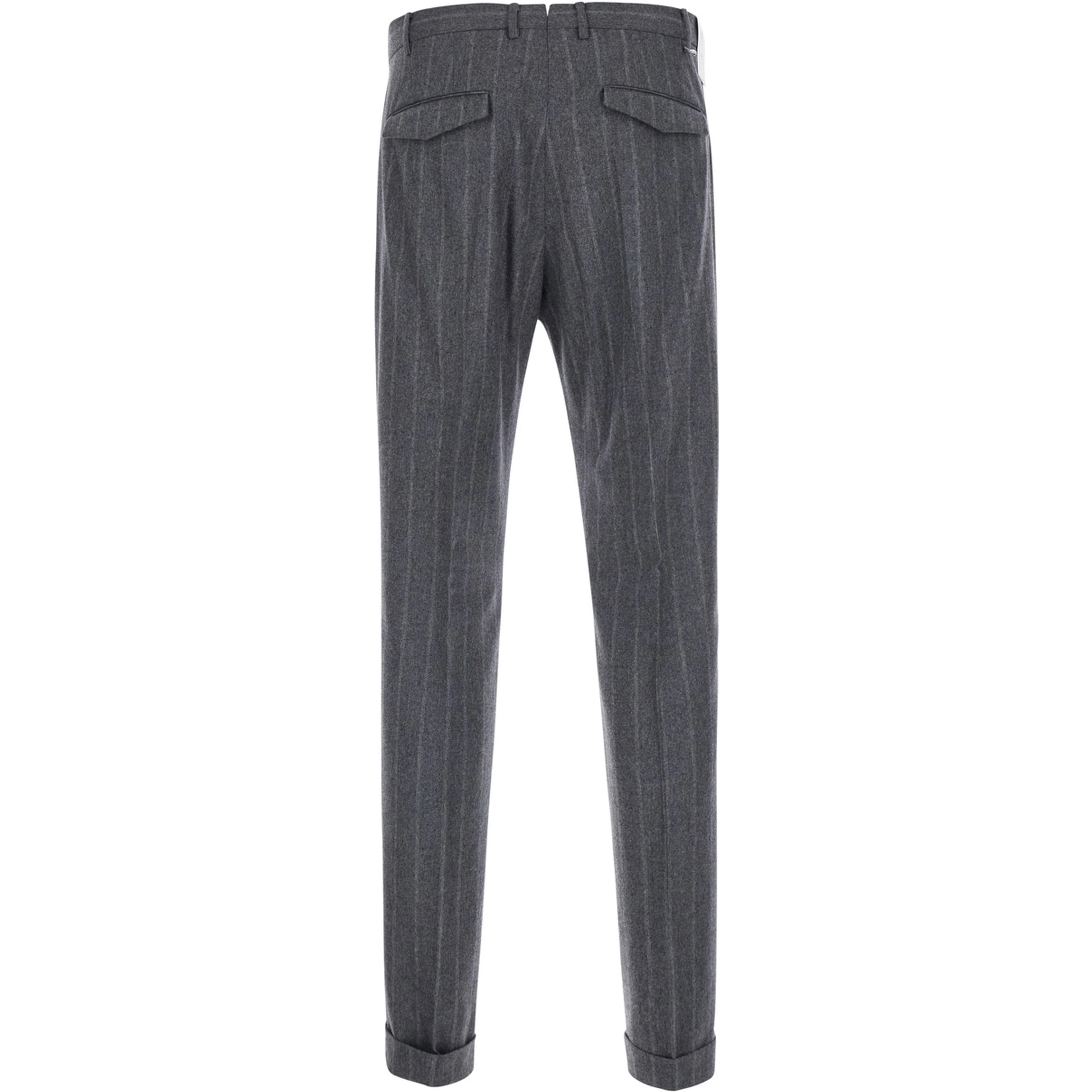 Grey Pants with front pleats and all-over stripes in wool blend Men