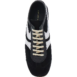 Black Low-top sneakers with contrasting details on the side in leather, women