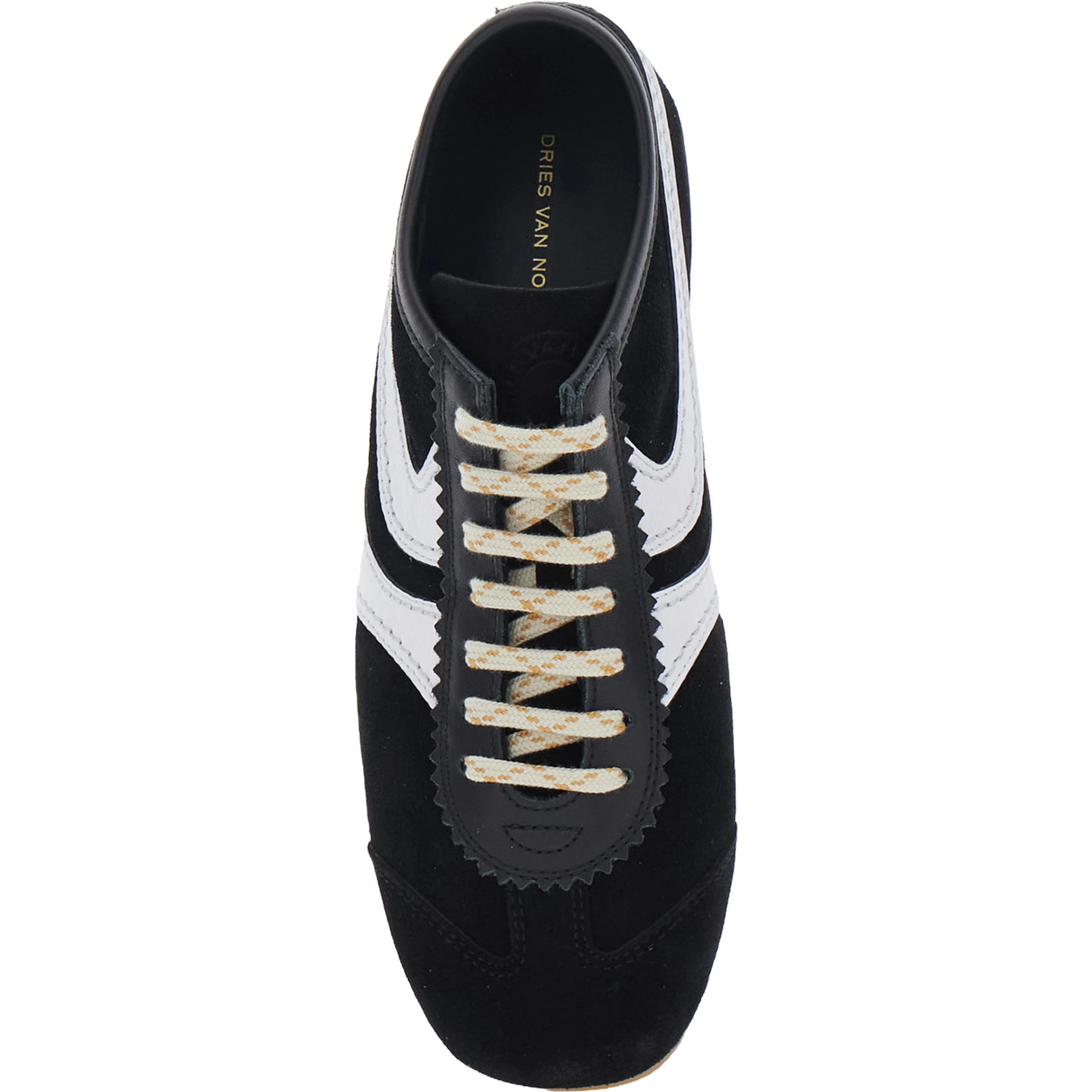 Black Low-top sneakers with contrasting details on the side in leather, women