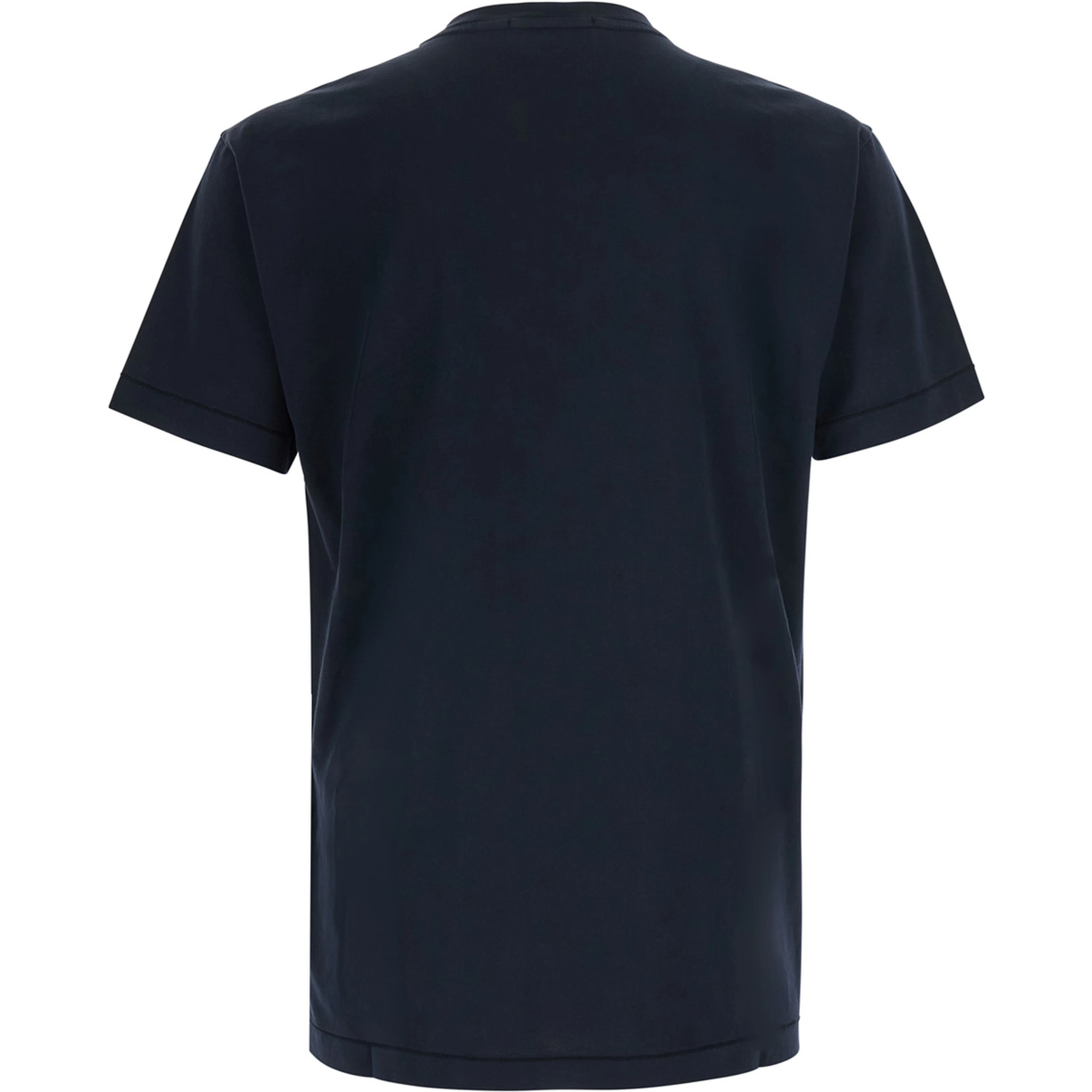 Blue Crew neck T-shirt with logo patch on the front in cotton for men