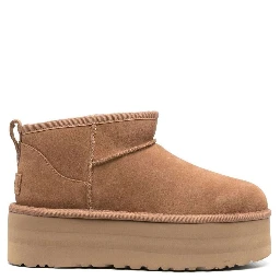 W CLASSIC ULTRA MINI PLATFORM - Beige - Ankle Boot with Rubber Platform - Leather - Women