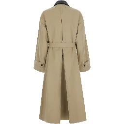 Beige Trench with classic collar with Intreccio and belt on the front in cotton for women