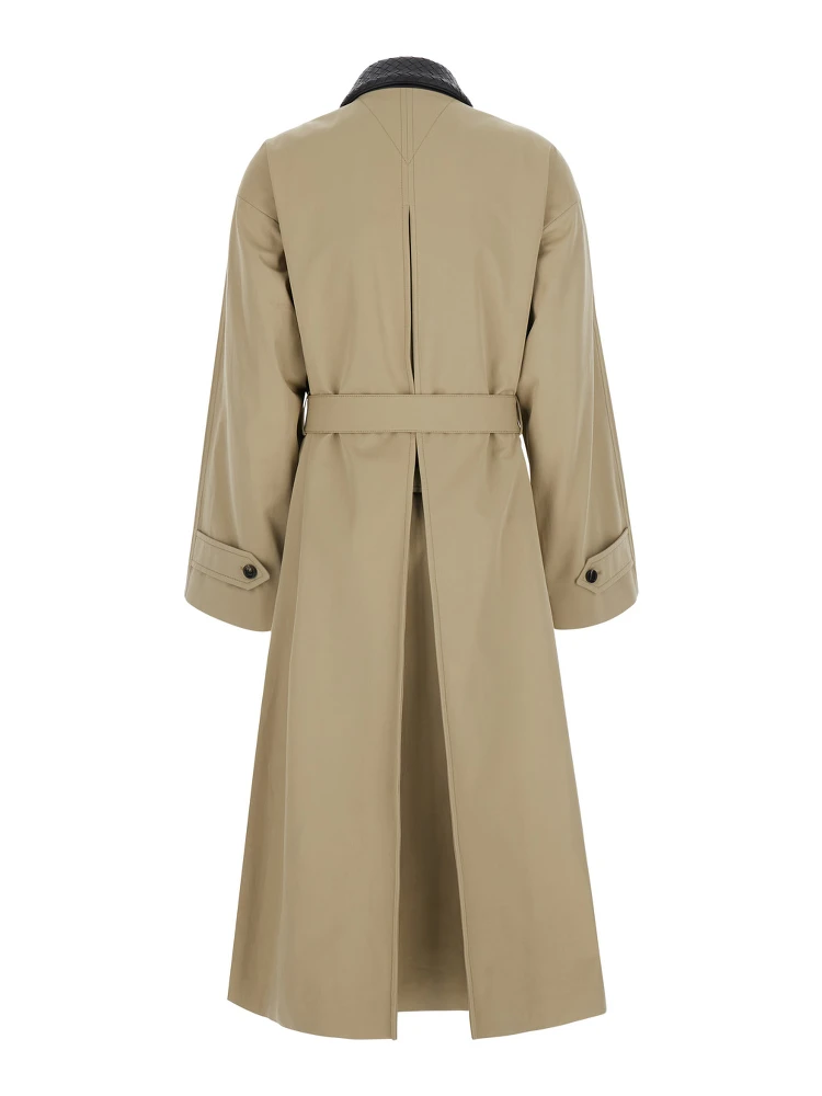 Beige Trench with classic collar with Intreccio and belt on the front in cotton for women alternative