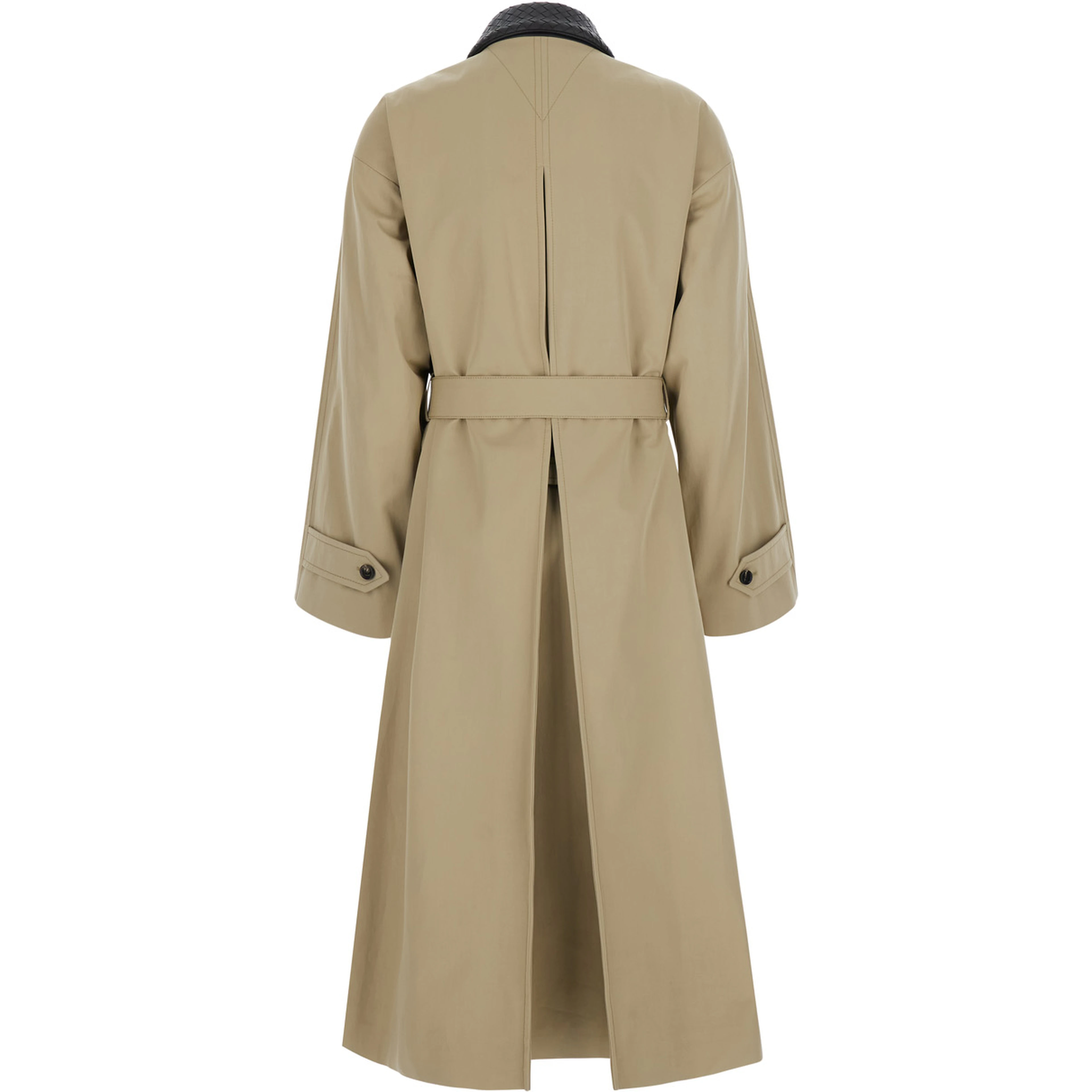 Beige Trench with classic collar with Intreccio and belt on the front in cotton for women