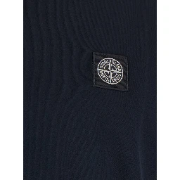 Blue Crew neck T-shirt with logo patch on the front in cotton for men