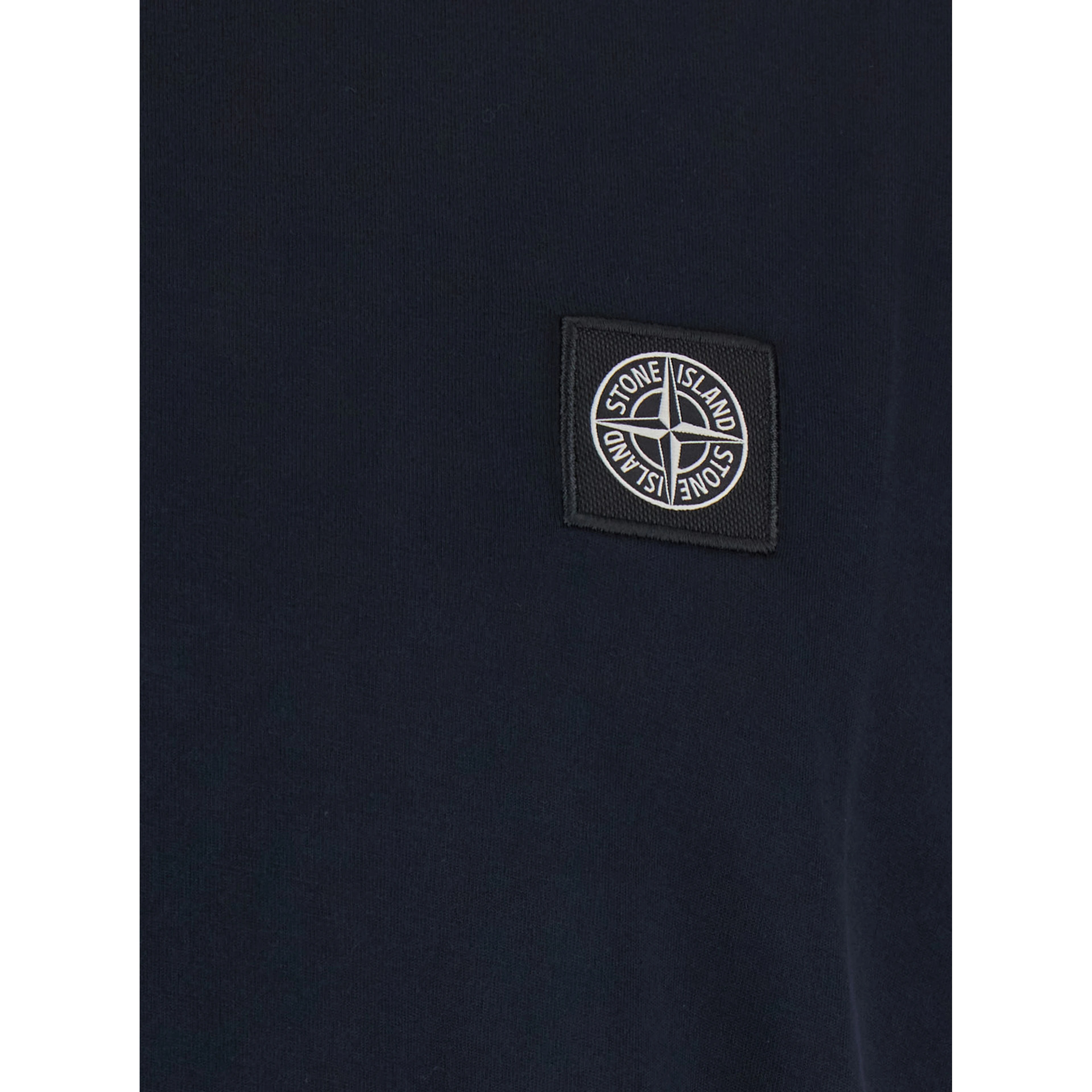 Blue Crew neck T-shirt with logo patch on the front in cotton for men