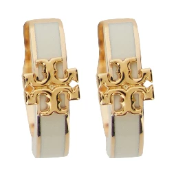 Earrings Kira with Double T Motif in Brass and White Metal for Women