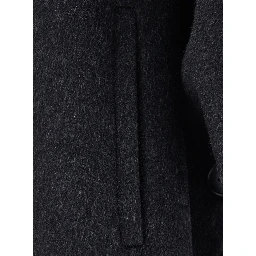 Gray fur coat with removable fur collar and wide short sleeves in eco fur for women