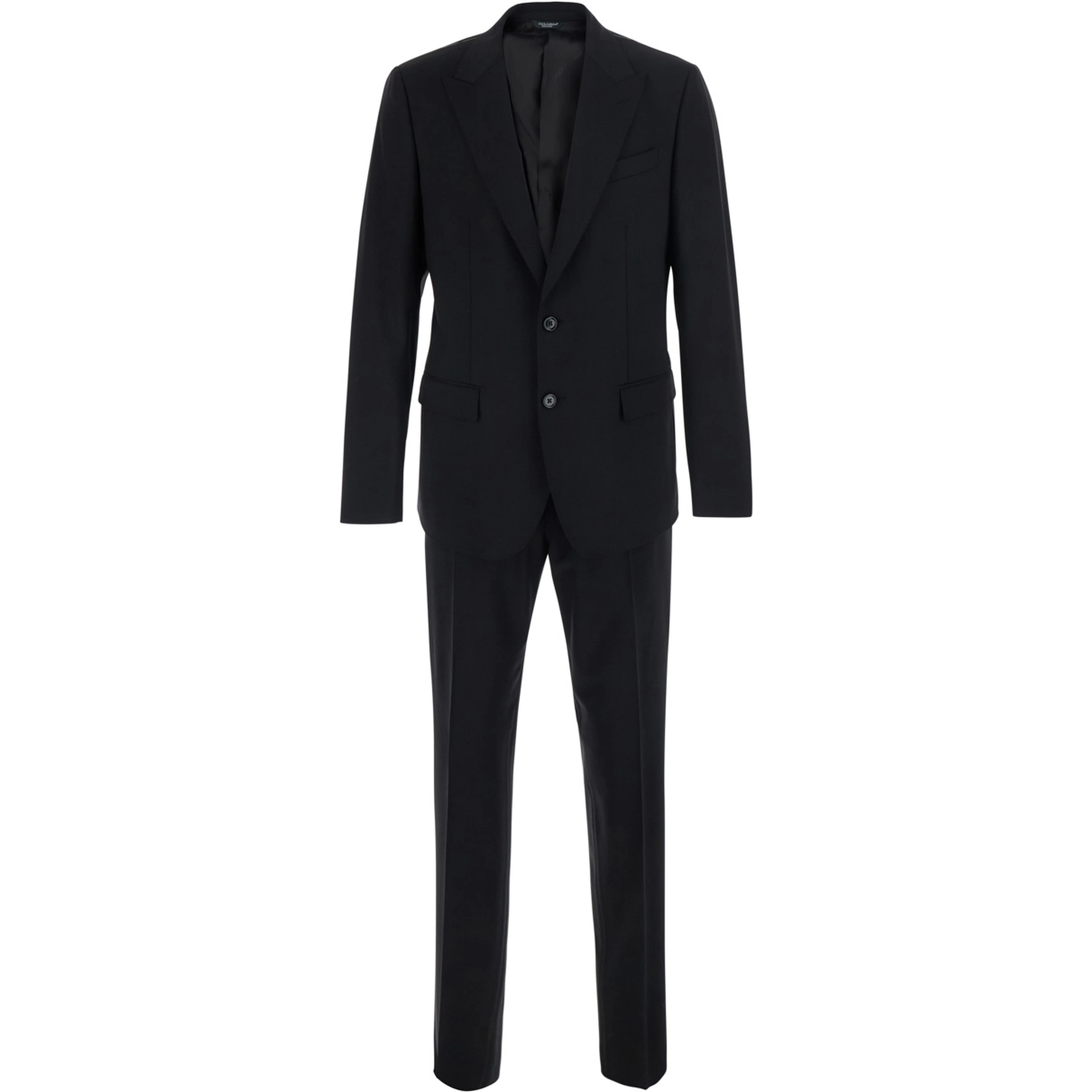 Martini Black Single-Breasted Suit with Peak Revers in Wool for for Men