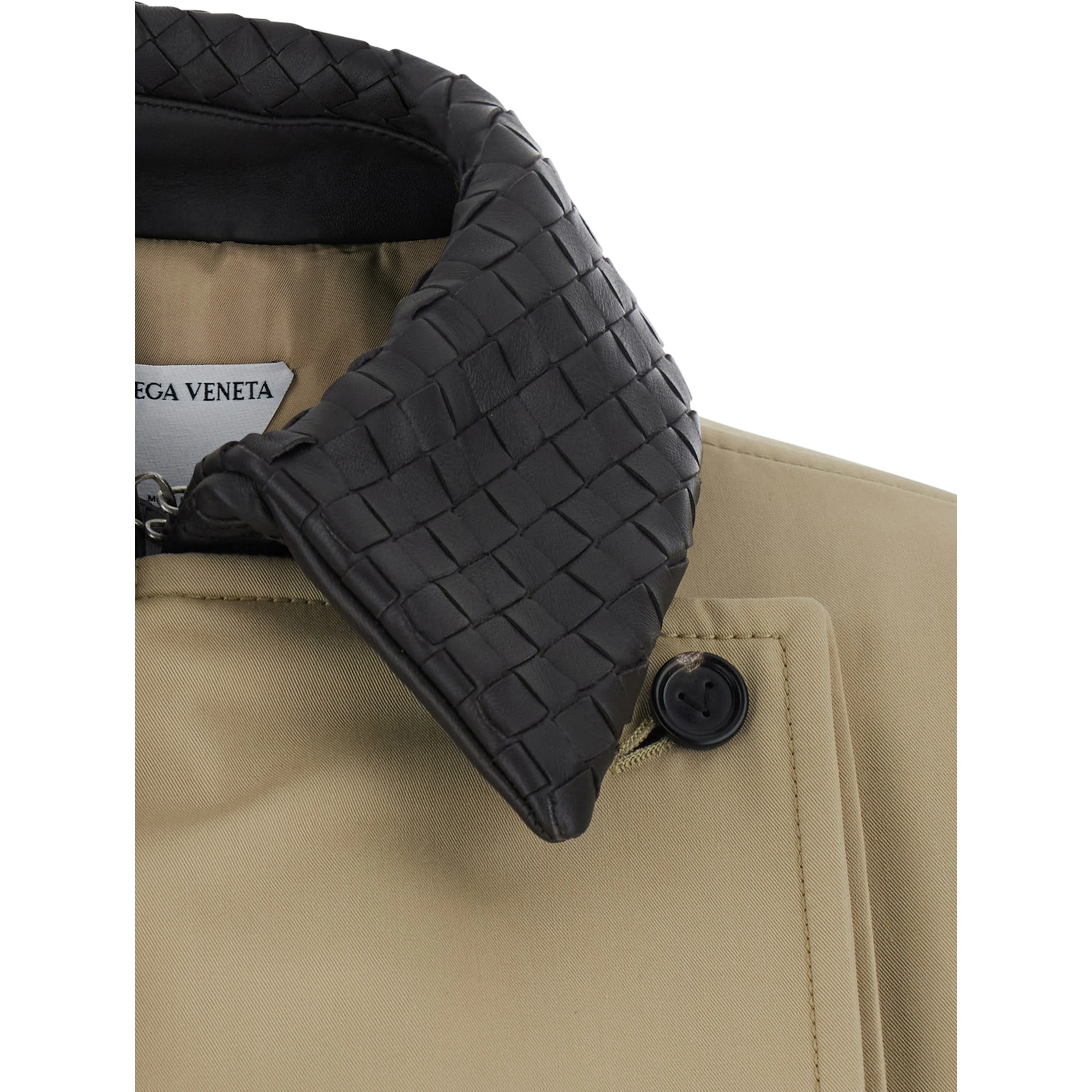 Beige Trench with classic collar with Intreccio and belt on the front in cotton for women
