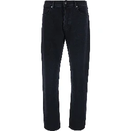 black Slim jeans with logo patch on the back in denim for men
