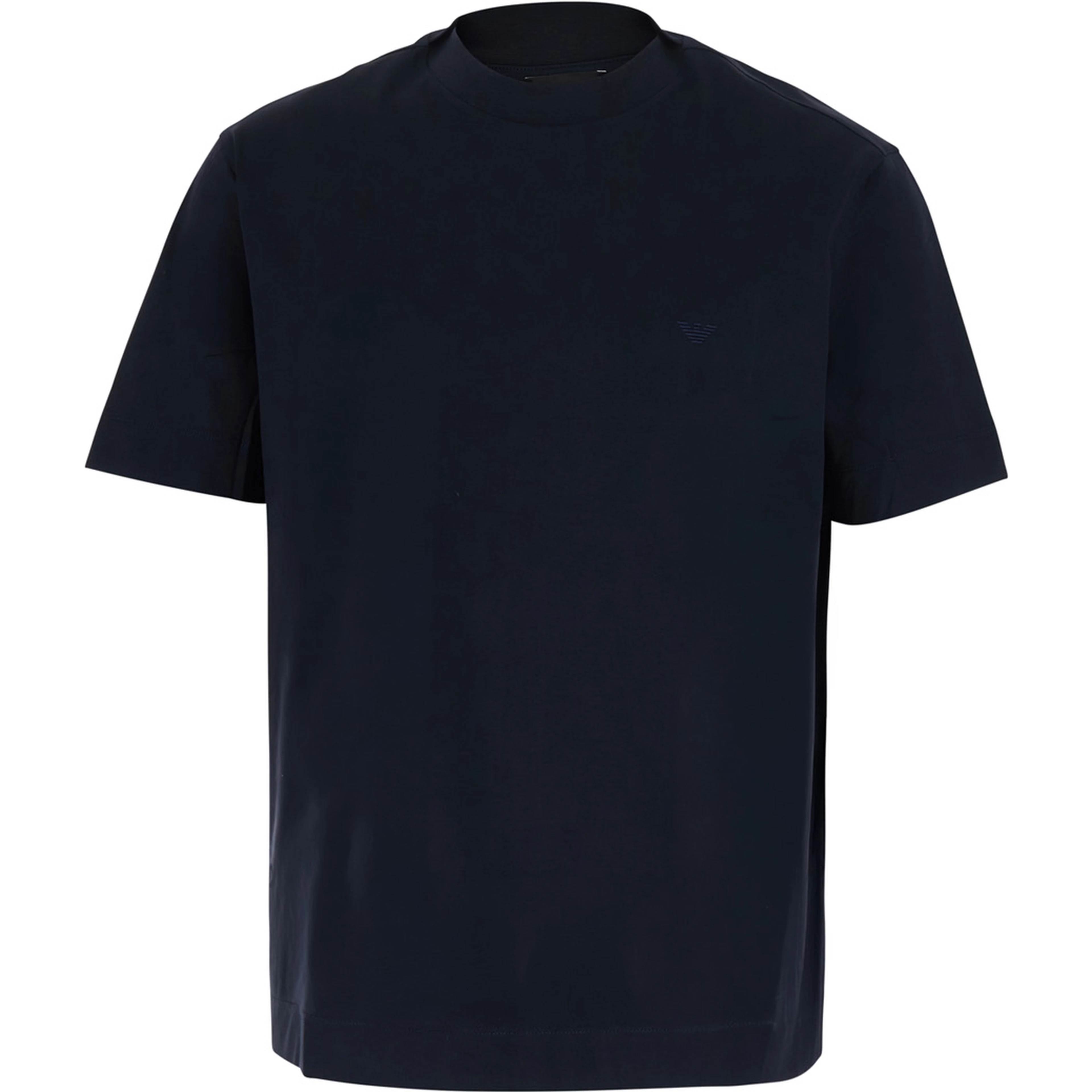 Blue Crew neck T-shirt with tone-on-tone logo embroidery on the front in cotton for men