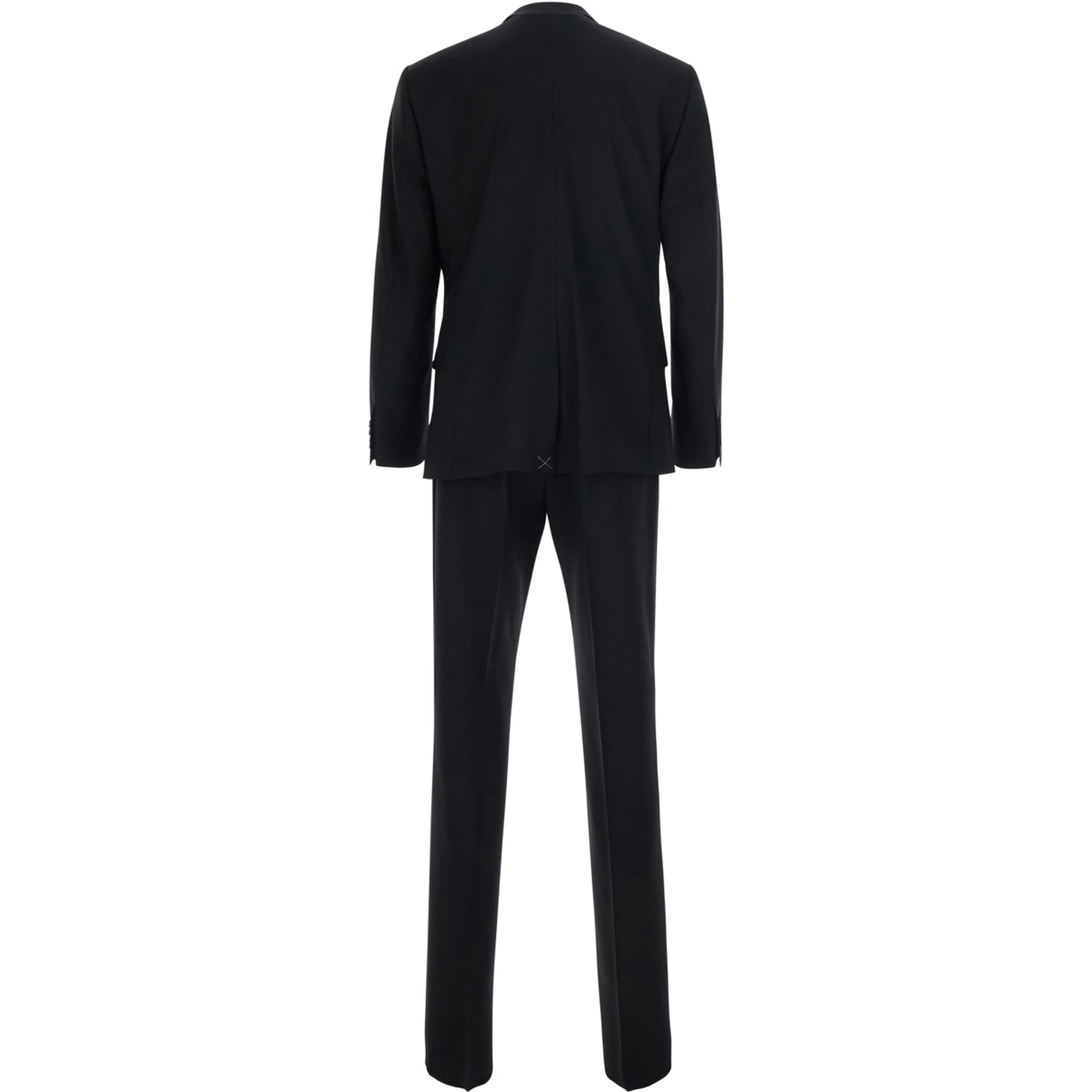 Martini Black Single-Breasted Suit with Peak Revers in Wool for for Men