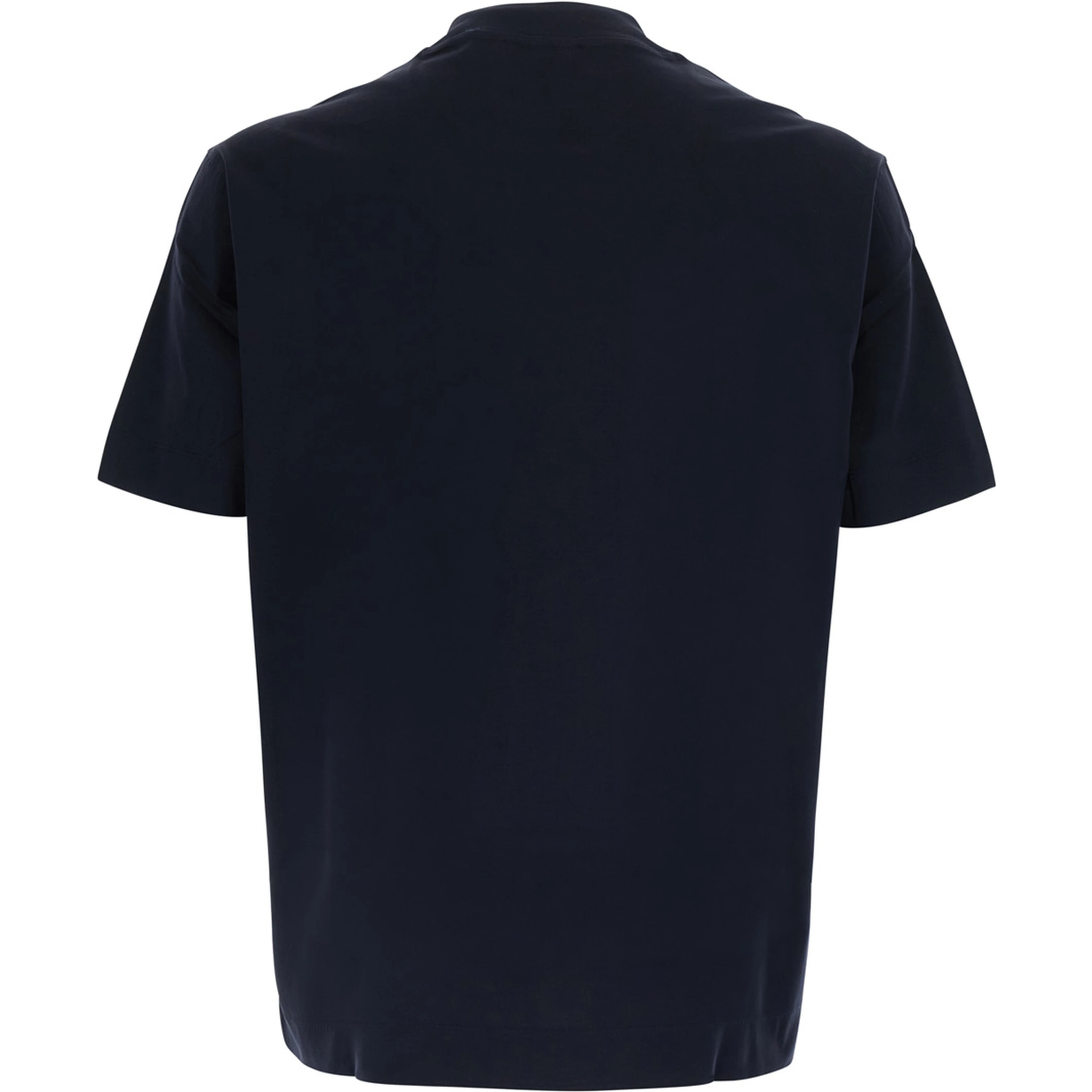 Blue Crew neck T-shirt with tone-on-tone logo embroidery on the front in cotton for men