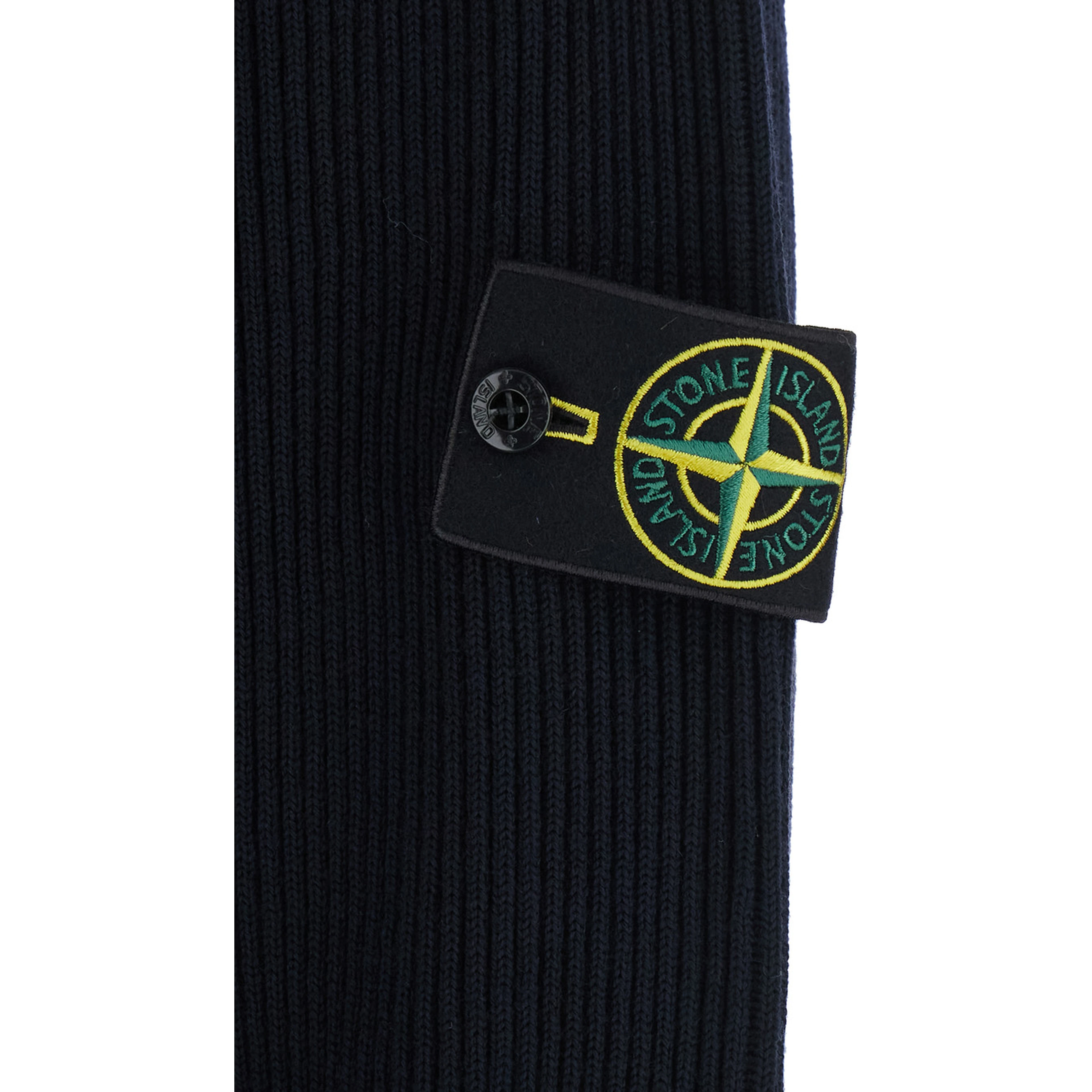 Blue Sweater with high collar and logo patch on the sleeve in Men