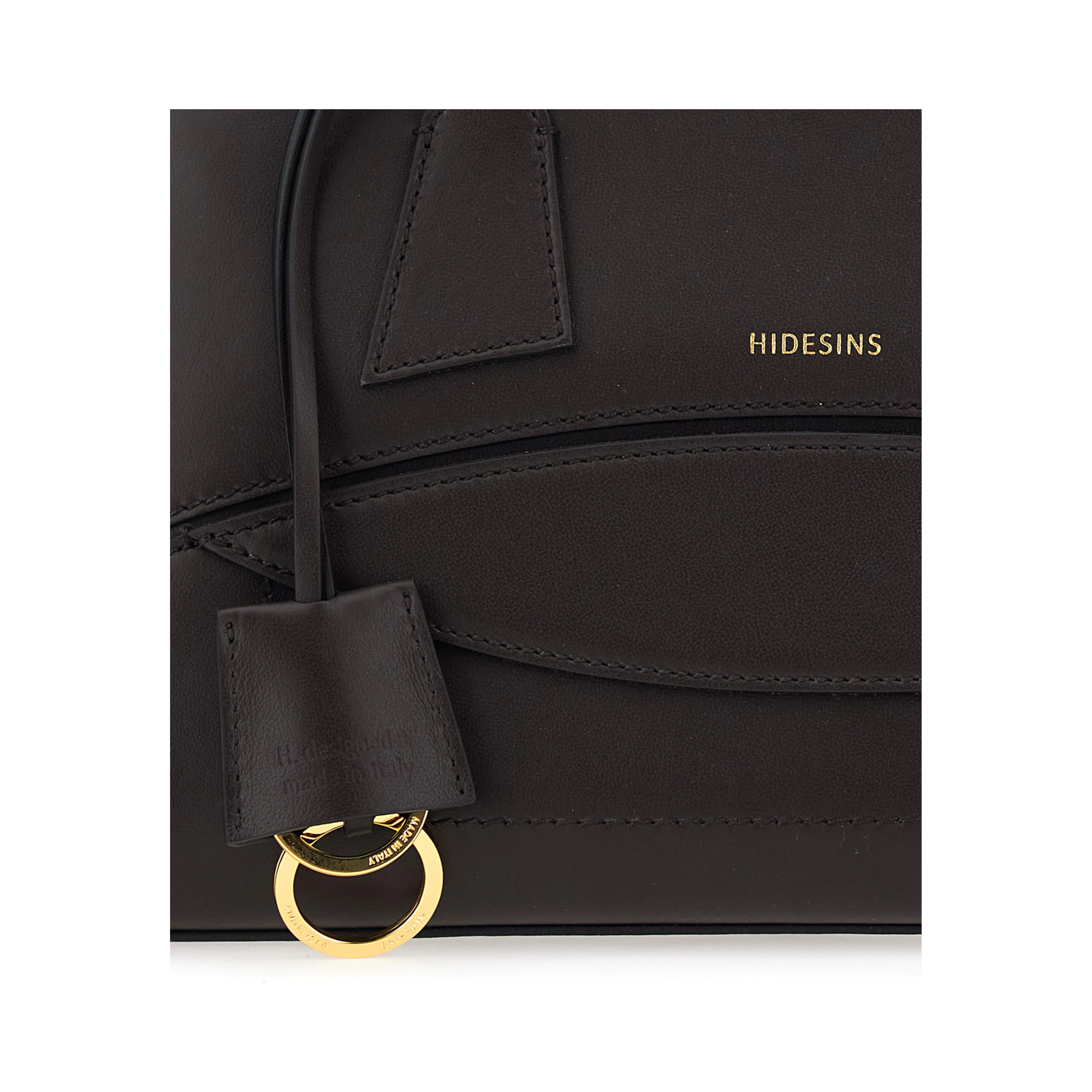Brown Small Shoulder bag with Front Pocket and Logo lettering in Leather for Women