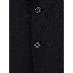 Martini Black Single-Breasted Suit with Peak Revers in Wool for for Men